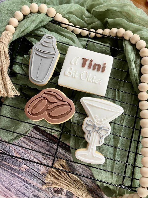 A Tini Bit Older Fondant Stamp Embosser, Birthday, Martini, Coffee, Martini