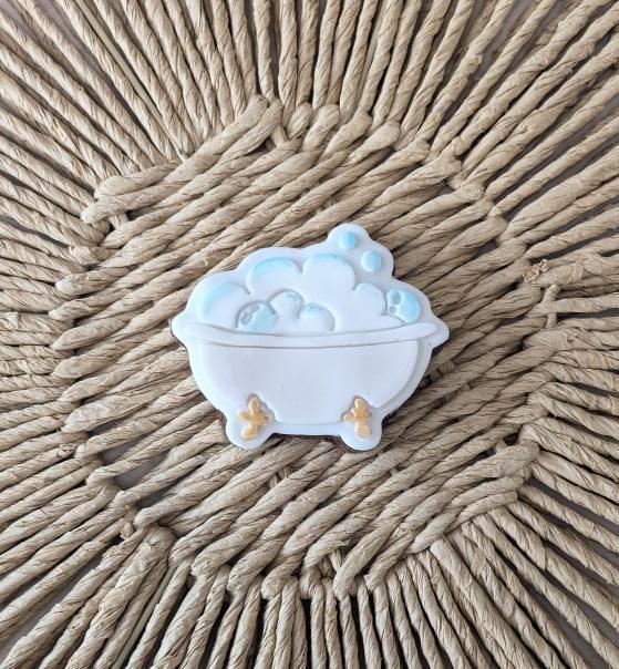 Bubble Bath Cookie Cutter and Fondant Stamp Embosser, Pamper, Relax, Spa, Self Care, Mother's Day