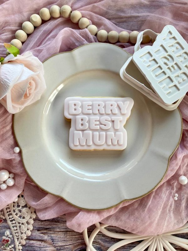berry best 3 Berry Best Mum Cookie Cutter and Fondant Stamp Embosser, Mother's Day, Mothers Day, Berry Theme