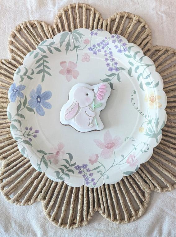 Bunny with a Flower Cookie Cutter and Fondant Embosser, Rabbit, Easter, Floral Bunny