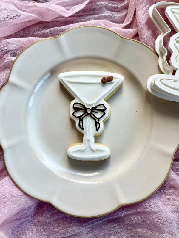 glass 1 Cocktail Glass Cookie Cutter and Fondant Stamp Embosser, Bow Glass, Martini, Cosmo, Tini