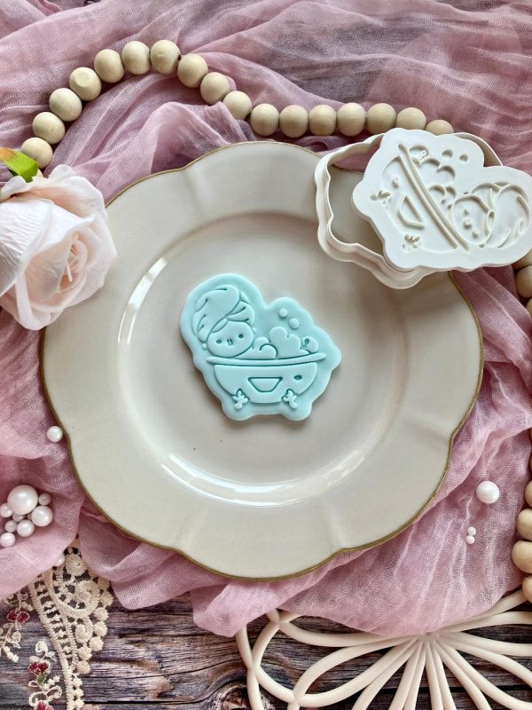 Lady in Bubble Bath Cookie Cutter and Fondant Stamp Embosser