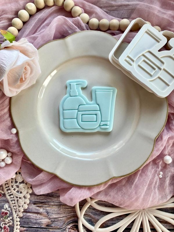 Beauty Products Cookie Cutter and Fondant Stamp Embosser