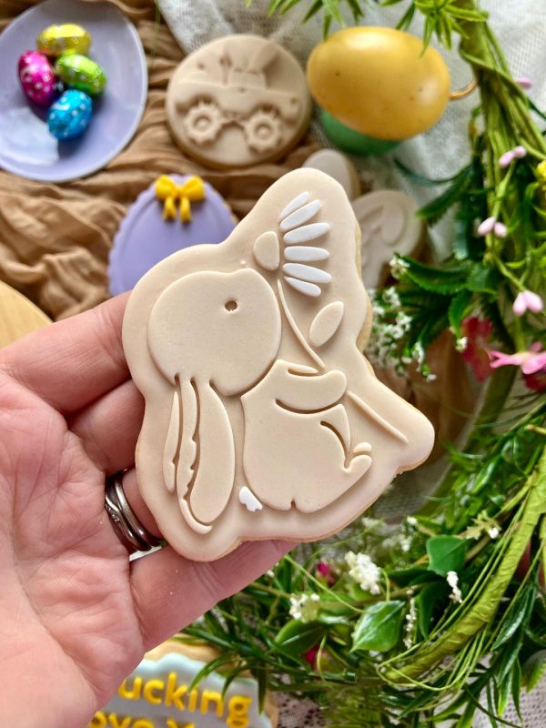 Rabbit with a Flower Cookie Cutter and Embosser