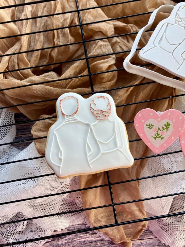 Bride and Groom Cookie Cutter and Fondant Embosser, Wedding, Engagement, Anniversary, Bridal, Hen