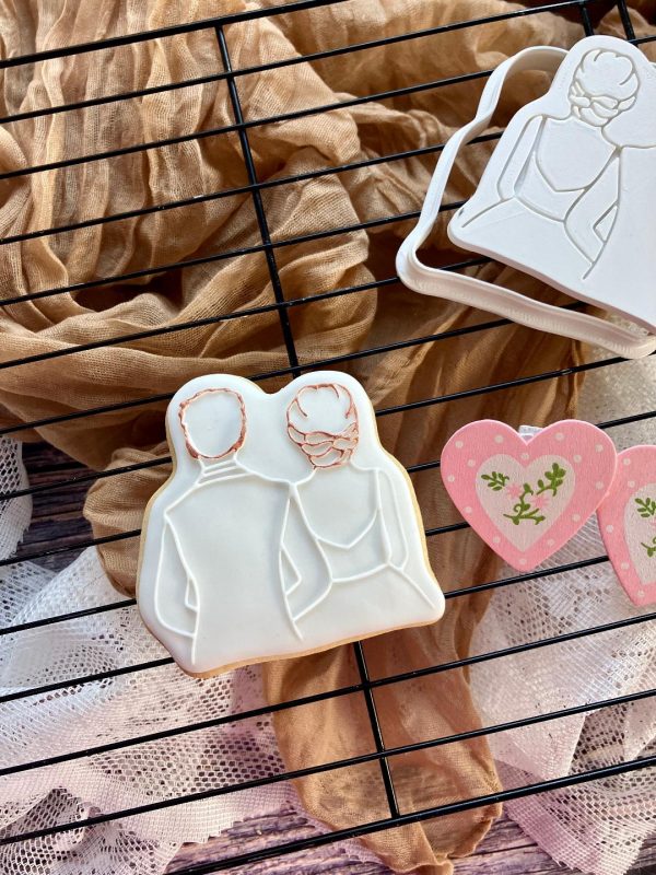 Bride and Groom Cookie Cutter and Fondant Embosser, Wedding, Engagement, Anniversary, Bridal, Hen