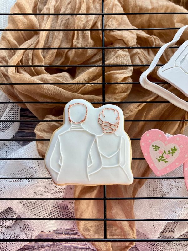 Bride and Groom Cookie Cutter and Fondant Embosser, Wedding, Engagement, Anniversary, Bridal, Hen