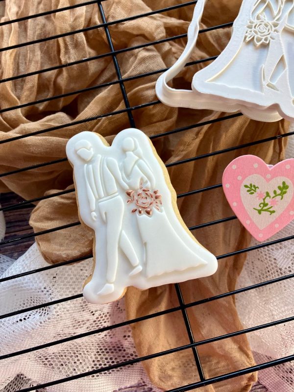 Bride and Groom Cookie Cutter and Fondant Embosser, Wedding, Engagement, Anniversary, Bridal, Hen
