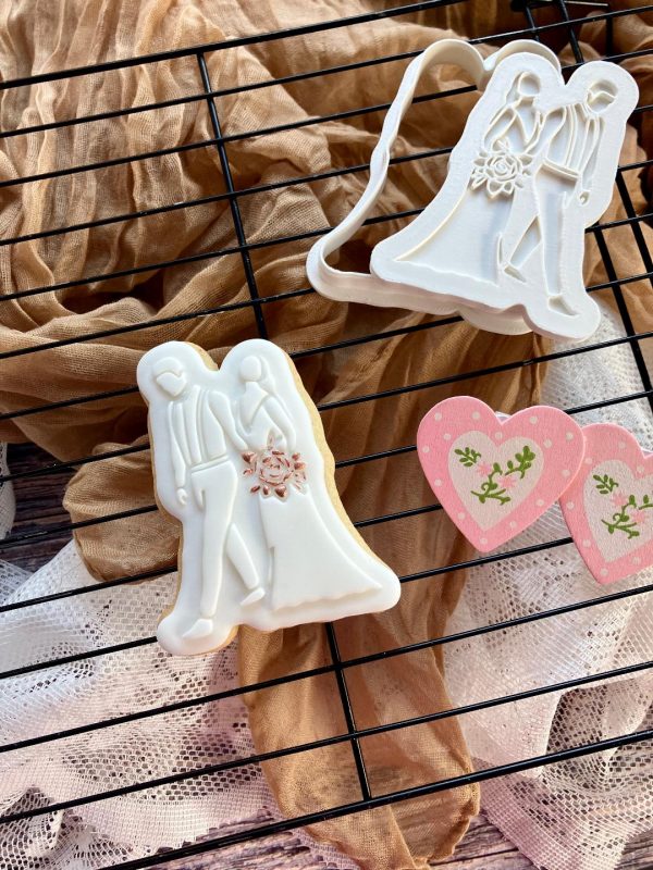 Bride and Groom Cookie Cutter and Fondant Embosser, Wedding, Engagement, Anniversary, Bridal, Hen