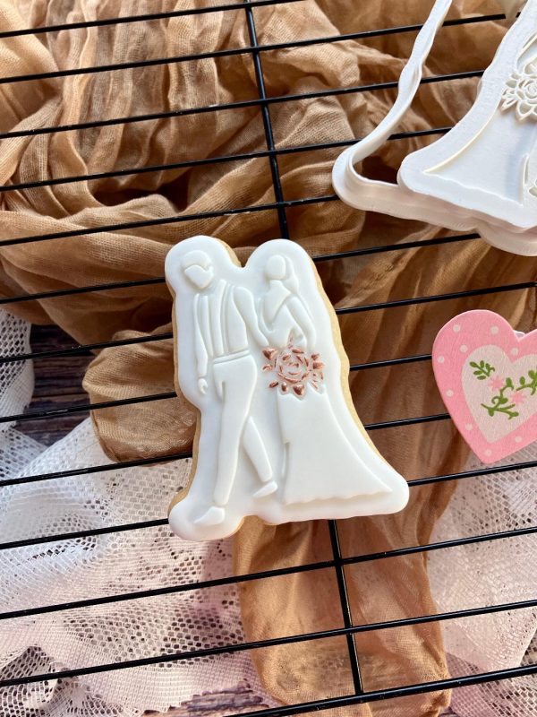 Bride and Groom Cookie Cutter and Fondant Embosser, Wedding, Engagement, Anniversary, Bridal, Hen