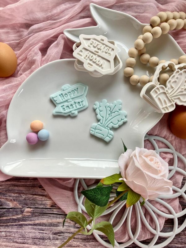 Hoppy Easter Sign Cookie Cutter and Fondant Stamp Embosser, Easter Train Extra, Easter Fence