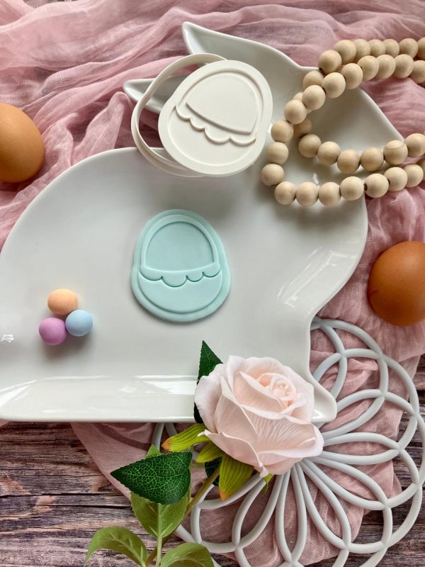 Easter Basket Cookie Cutter and Fondant Embosser, Picnic, Peter Rabbit, Countryside