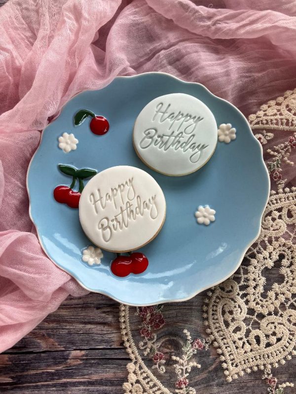 HBD3 Happy Birthday Cookie Stamp, Birthday, Heart, Script Font