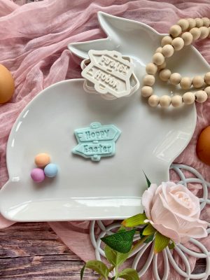 Hoppy Easter Sign Cookie Cutter and Fondant Stamp Embosser