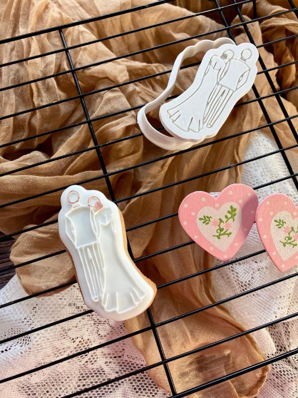 Bride and Groom Cookie Cutter and Fondant Embosser, Wedding, Engagement, Anniversary, Bridal, Hen