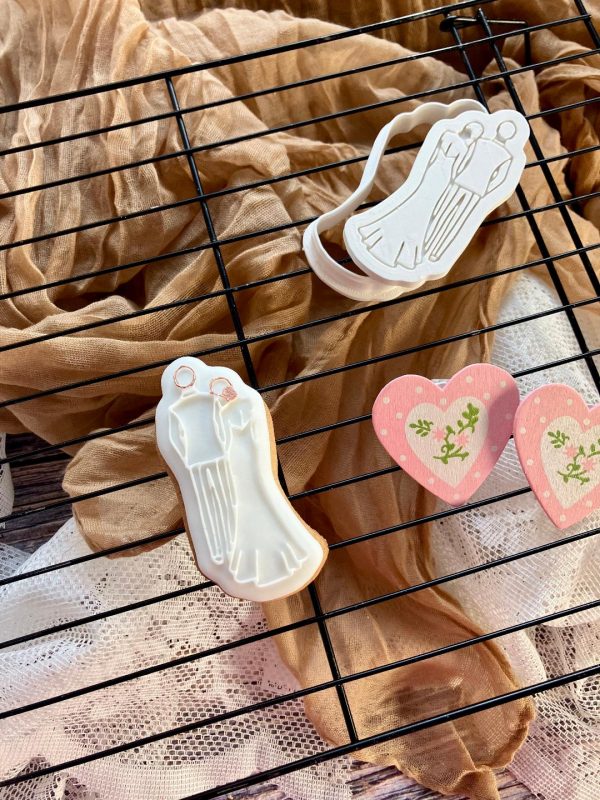 Bride and Groom Cookie Cutter and Fondant Embosser, Wedding, Engagement, Anniversary, Bridal, Hen