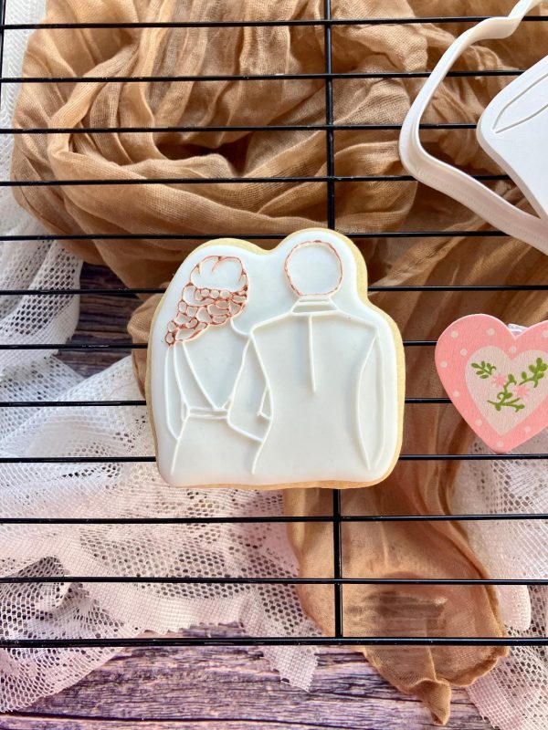 Bride and Groom Cookie Cutter and Fondant Embosser, Wedding, Engagement, Anniversary, Bridal, Hen