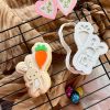 Rabbit with Carrot Balloon Cookie Cutter and Fondant Stamp Embosser Rabbit with Carrot Balloon Cookie Cutter and Fondant Stamp Embosser
