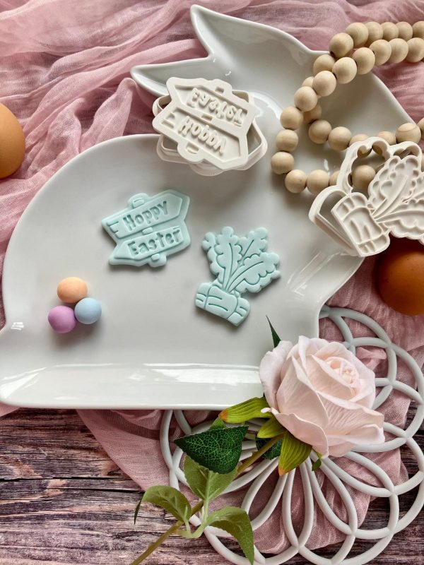 Hoppy Easter Sign Cookie Cutter and Fondant Stamp Embosser