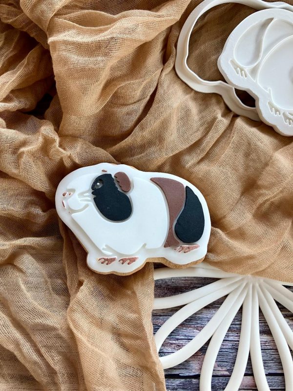 guinea 3 Guinea Pig Cookie Cutter and Fondant Embosser, Farm Theme, Pet, Vet, Cavy