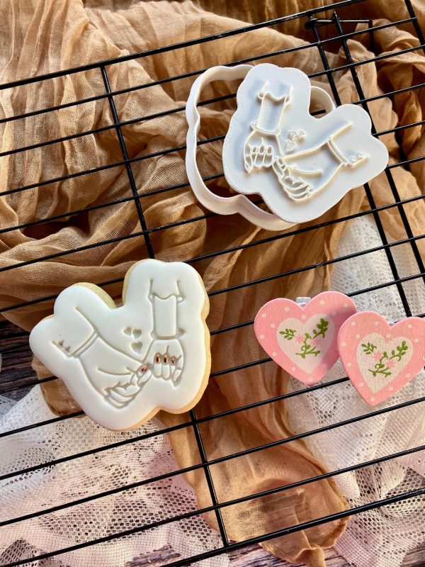 Holding Hands Cookie Cutter and Fondant Stamp, Wedding, Bride and Groom, Mr and Mrs, Love, Engagement, Anniversary