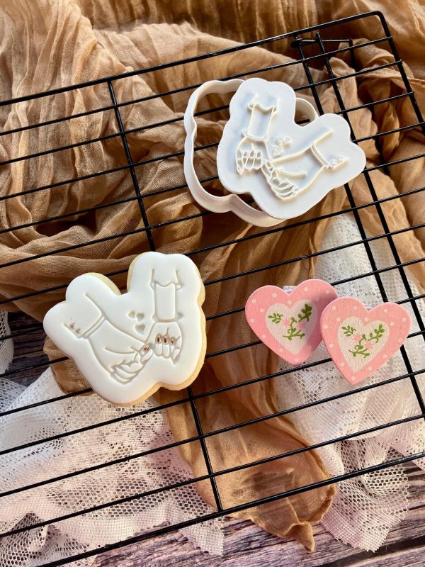 Holding Hands Cookie Cutter and Fondant Stamp, Wedding, Bride and Groom, Mr and Mrs, Love, Engagement, Anniversary