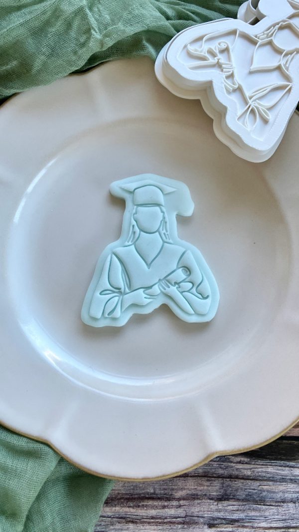Graduate Cookie Cutter and Fondant Embosser, Graduation, Grad