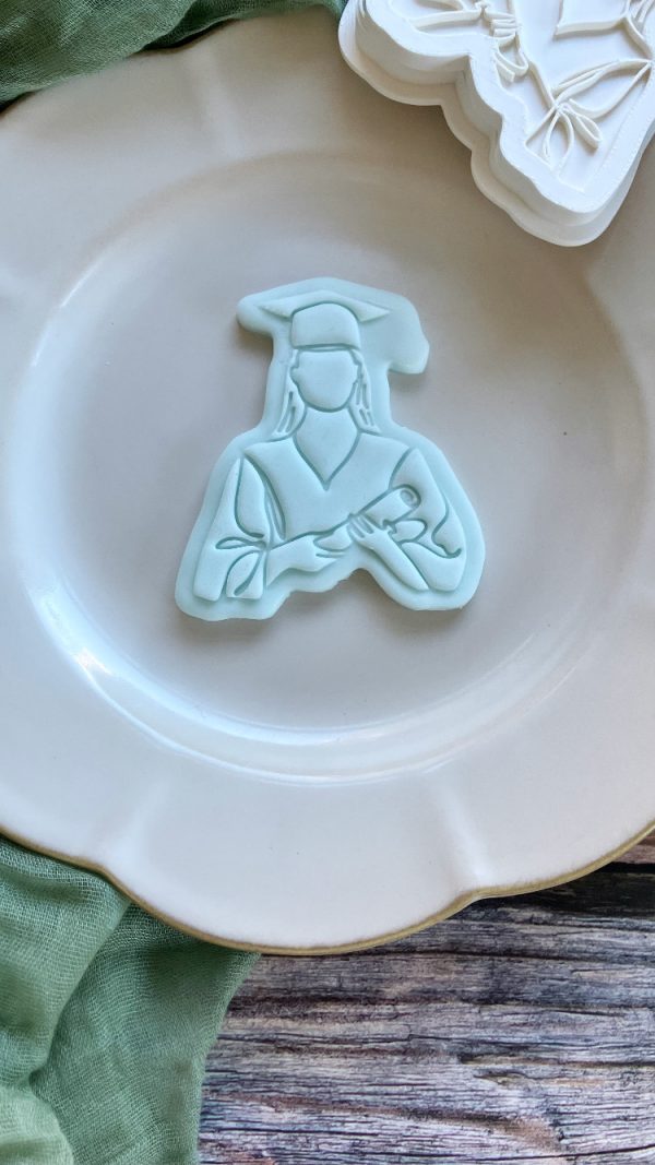 Graduate Cookie Cutter and Fondant Embosser, Graduation, Grad