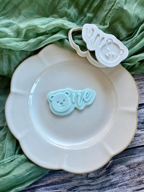 Beary 1st 4 Beary First Birthday Cookie Cutter and Fondant Embosser, First Birthday, 1, 1st, Teddy Bear, Number One