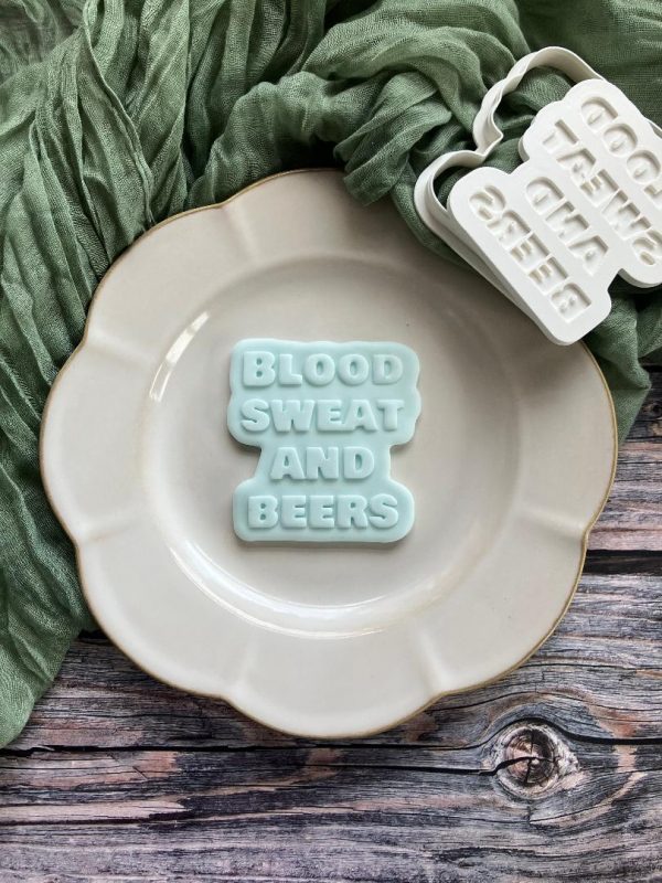 Blood Sweat and Beers Cookie Cutter and Fondant Embosser