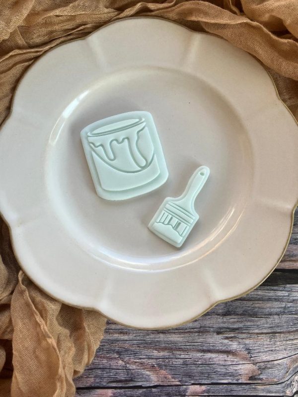 Paint Brush Cookie Cutter and Fondant Embosser, Father's Day, Painter, Decorator, Handyman, Builder