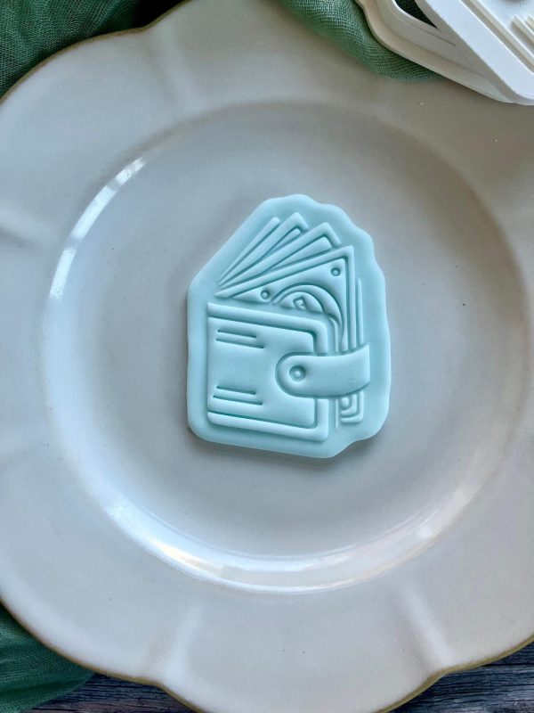 Wallet 1 Wallet Cookie Cutter and Fondant Embosser, Bank of Dad, Money, Cash, Purse