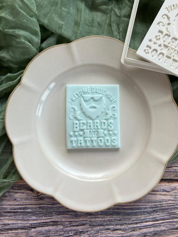 Awesome Dads Have Beards and Tattoos Cookie Cutter and Embosser Awesome Dads Have Beards and Tattoos Cookie Cutter and Embosser