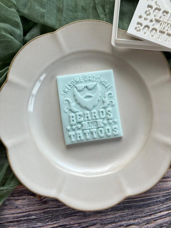 awesome 3 Awesome Dads Have Beards and Tattoos Cookie Cutter and Embosser, Father's Day, Tattoo, Beard, Cool Dad, Fathers Day