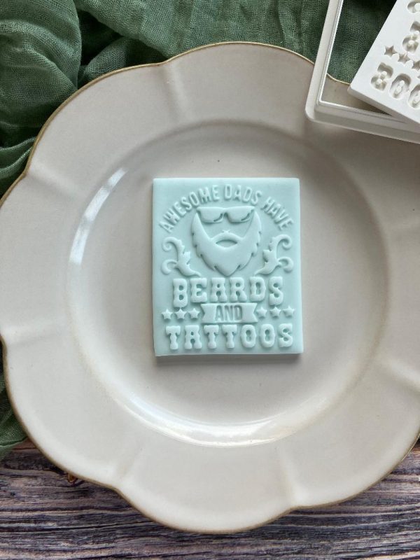 Awesome Dads Have Beards and Tattoos Cookie Cutter and Embosser Awesome Dads Have Beards and Tattoos Cookie Cutter and Embosser