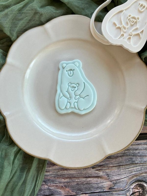 bears 2 Daddy Bear Cookie Cutter and Fondant Stamp Embosser, I Love You Beary Much, Father's Day, Father and Son