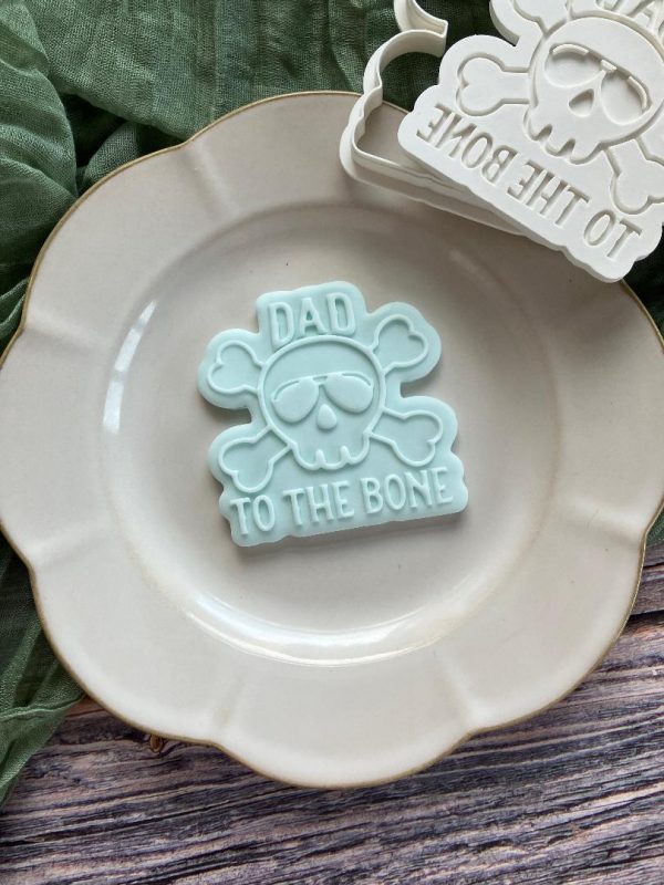 dad bone 3 Dad To the Bone Cookie Cutter and Fondant Embosser, Father's Day, Tattoo, Skull, Cool Dad, Fathers Day