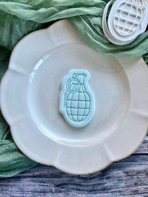 Grenade Cookie Cutter and Fondant Stamp