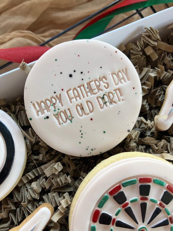 Happy Father's Day You Old Dart Cookie Stamp, Dart Theme, Fathers Day, Darts, Sports, Hobbies, Beer