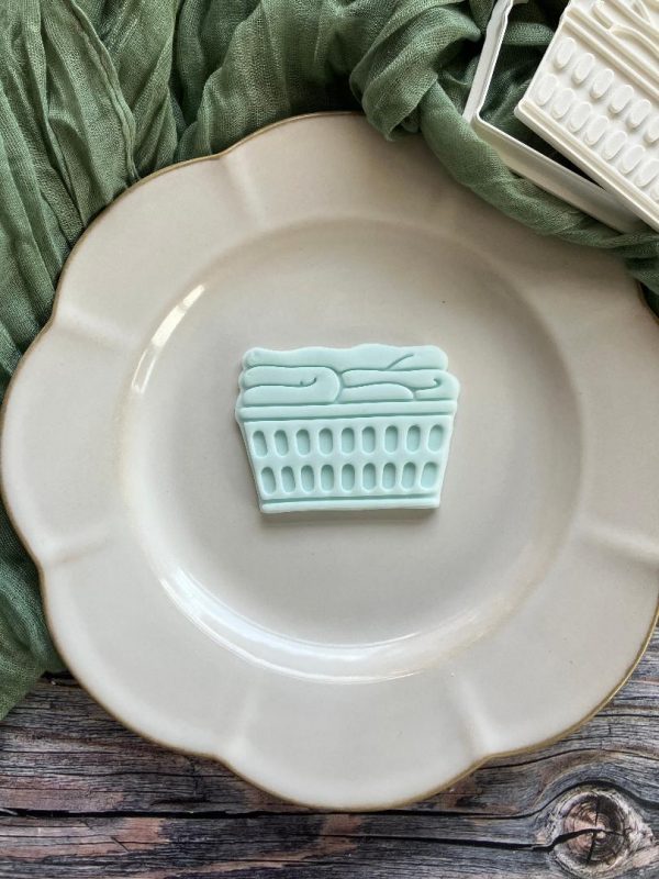 washing 2 Washing Basket Cookie Cutter and Fondant Stamp, Laundry, New Home, Love You Loads