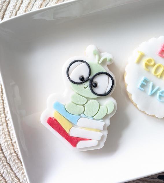 Stack of Books Book Worm Cookie Cutter and Fondant Embosser