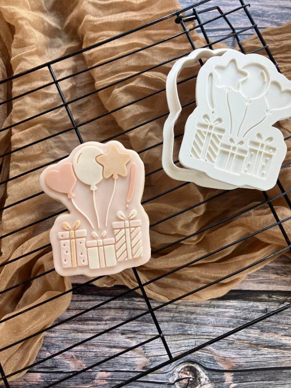 Balloons and Presents Cookie Cutter and Fondant Embosser
