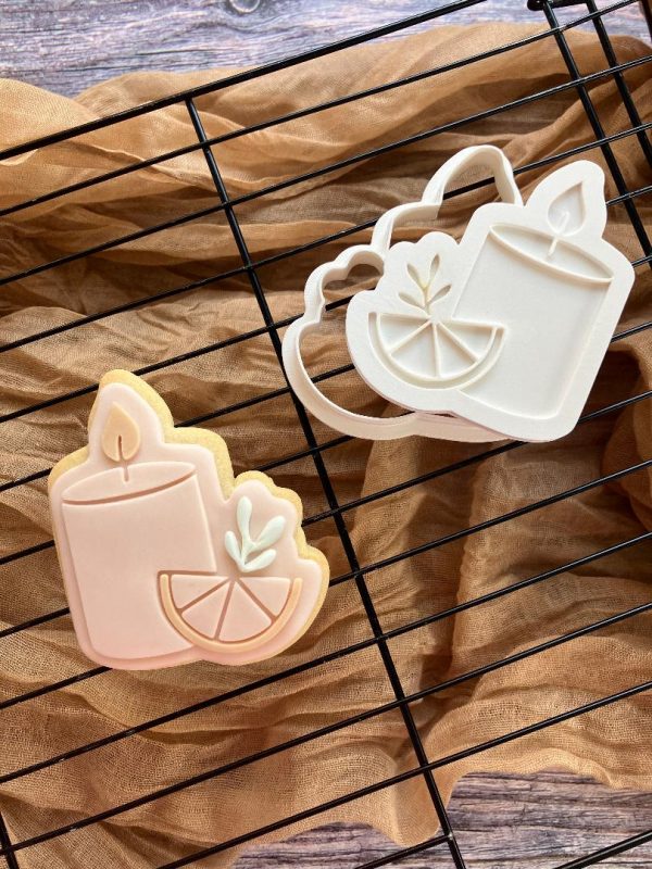 Meditation Candle Cookie Cutter and Fondant Embosser
