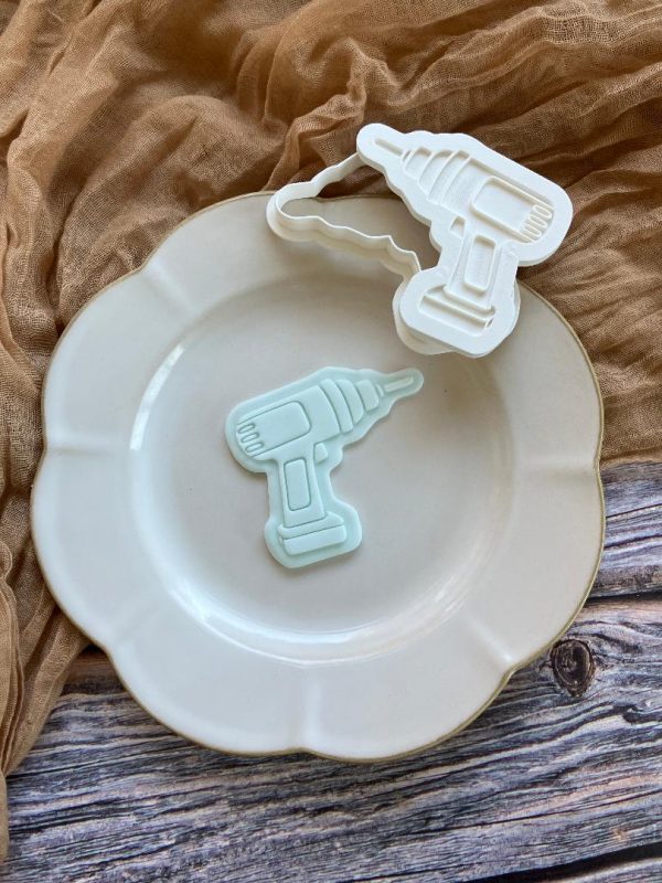 Drill Cookie Cutter and Fondant Embosser Drill Cookie Cutter and Fondant Embosser