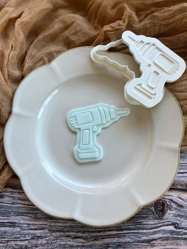Drill Cookie Cutter and Fondant Embosser Drill Cookie Cutter and Fondant Embosser