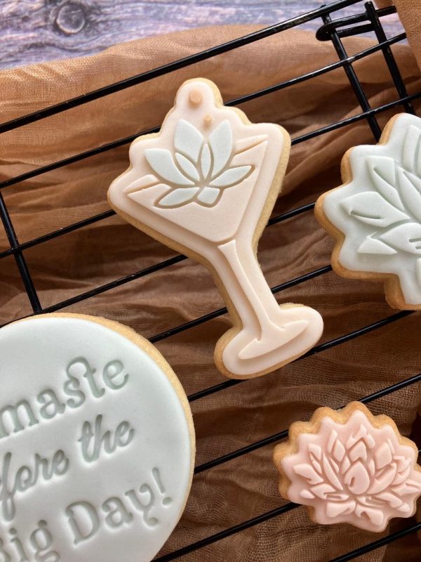 glass 1 Lotus Cocktail Glass Cookie Cutter and Fondant Embosser, Namaste, Yoga, Relax, Relaxation, Zen, Health, Calm, Self Care, Bridal Shower, Hen Party