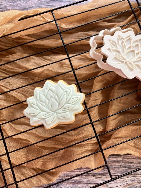 lotus 3 Lotus Flower Cookie Cutter and Fondant Embosser, Namaste, Yoga, Relax, Relaxation, Zen, Health, Calm, Self Care, Plant