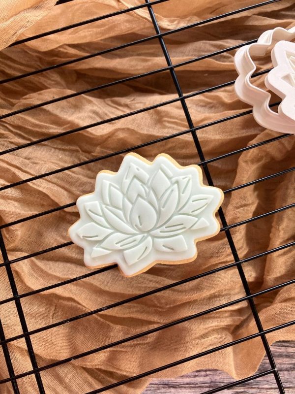 lotus 4 Lotus Flower Cookie Cutter and Fondant Embosser, Namaste, Yoga, Relax, Relaxation, Zen, Health, Calm, Self Care, Plant