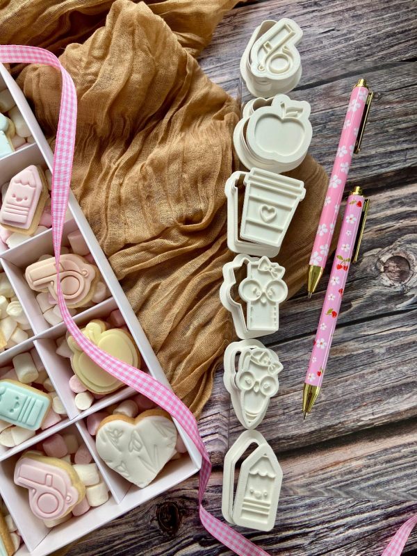 Set of 6 Miniature Cookie Cutters and Embossers, Teacher, Teaching, Thank You Teacher, Back To School, Stationery, Office