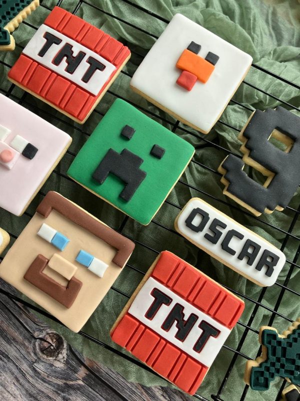 name 3 Minecraft Themed Name Cookie Cutter and Fondant Embosser, Personalised, Bespoke, Pixellated Name, Birthday